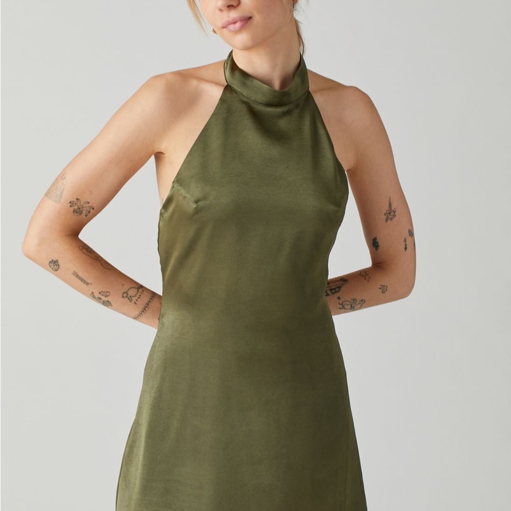 Urban Outfitters Green Sheath Halter Dress